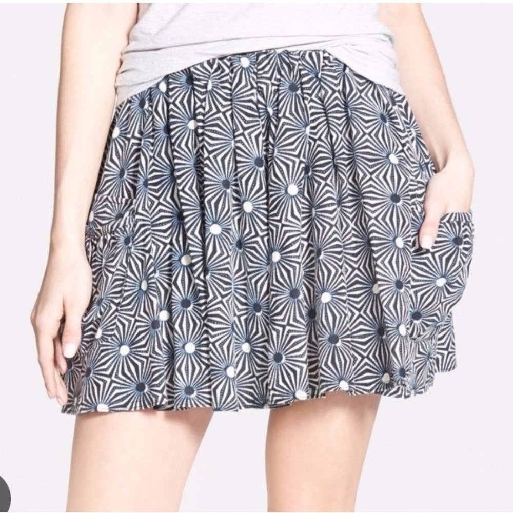 Free People Black and White Geometric Mini Skirt